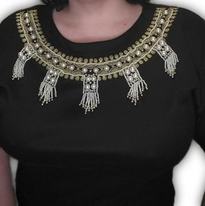 80s Bonnie Boerer Faux pearl embelished t-shirt